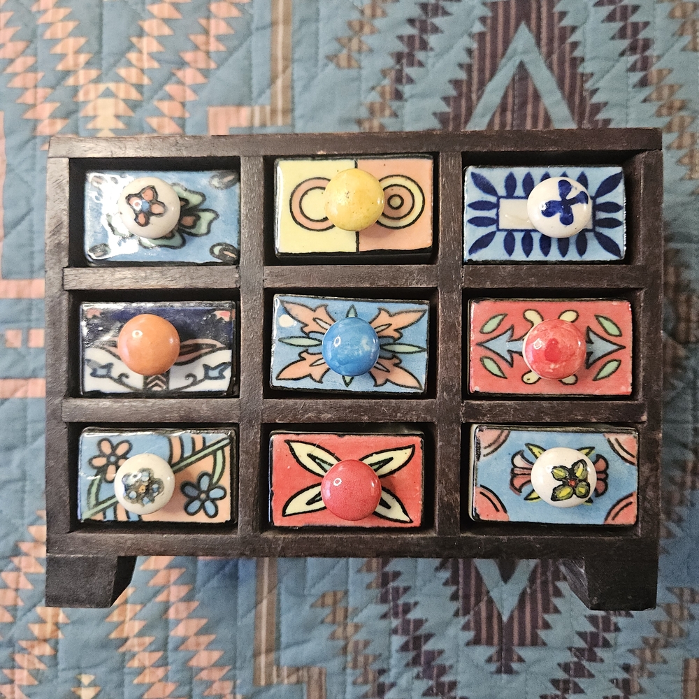 Handcrafted Ceramic Drawer Organizer‎ with Multicolor Design